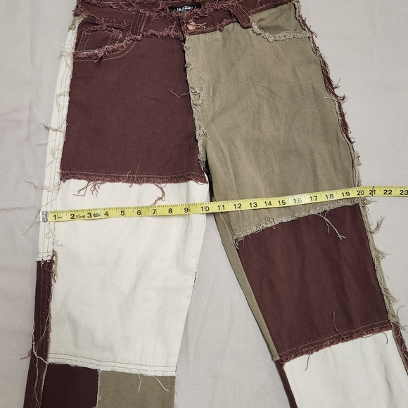NWT Jaded London Brown Patchwork Denim Jeans - Picture 5 of 9